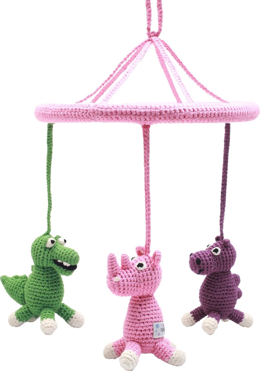 Naturezoo Mobiel Dieren Gehaakt Junior 24 Cm Roze/groen