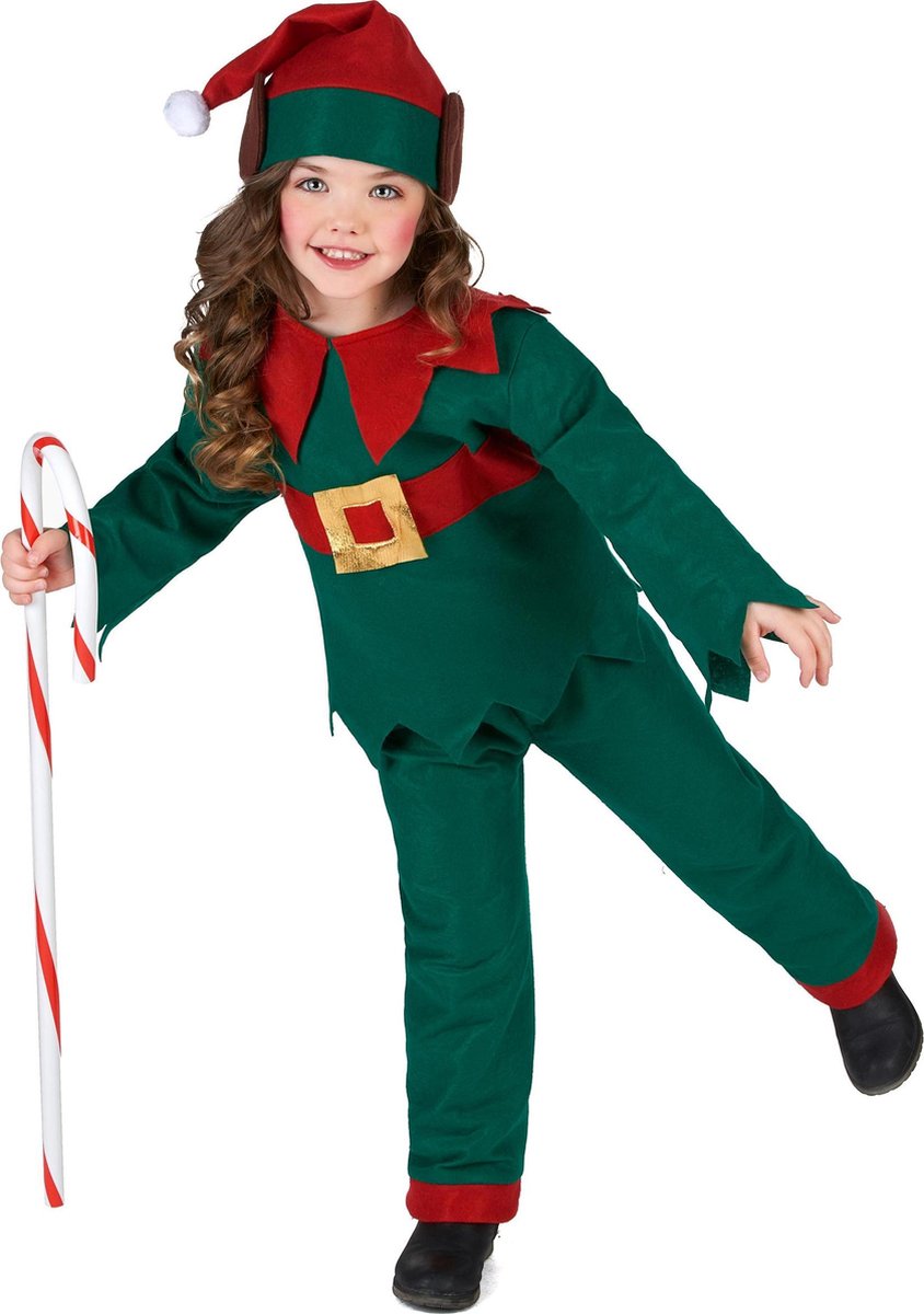 WELLY INTERNATIONAL - Kerstelf outfit voor kinderen - 140/152 (10-12 jaar) - Kinderkostuums