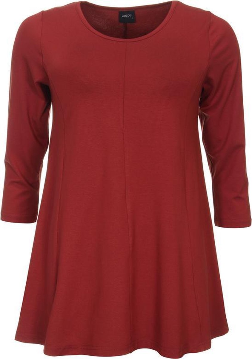 Zazou-A-lijn-shirt-driekwart-mouw-terra