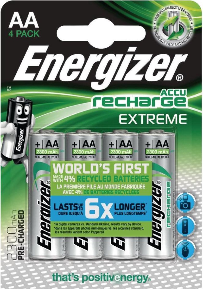 Energizer EN-EXTRE2300B4 Oplaadbare Nimh Batterij Aa 1.2 V Extreme 2300 Mah 4-blister