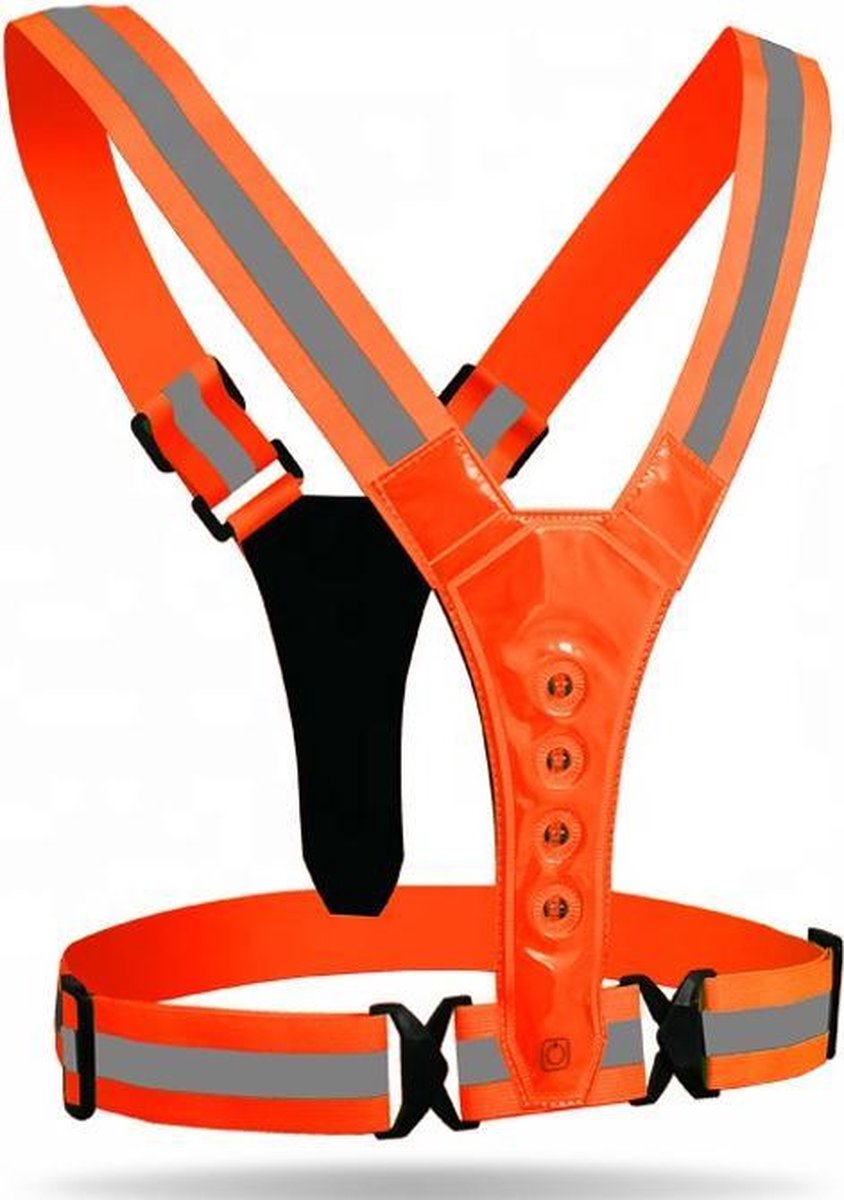 TrueLogic Alpha hardloop verlichting - hardloopvest - verlichting hardlopen - Reflectievest- Unisex - Veilig-  Reflecterend - Waterafstotend - Neon oranje