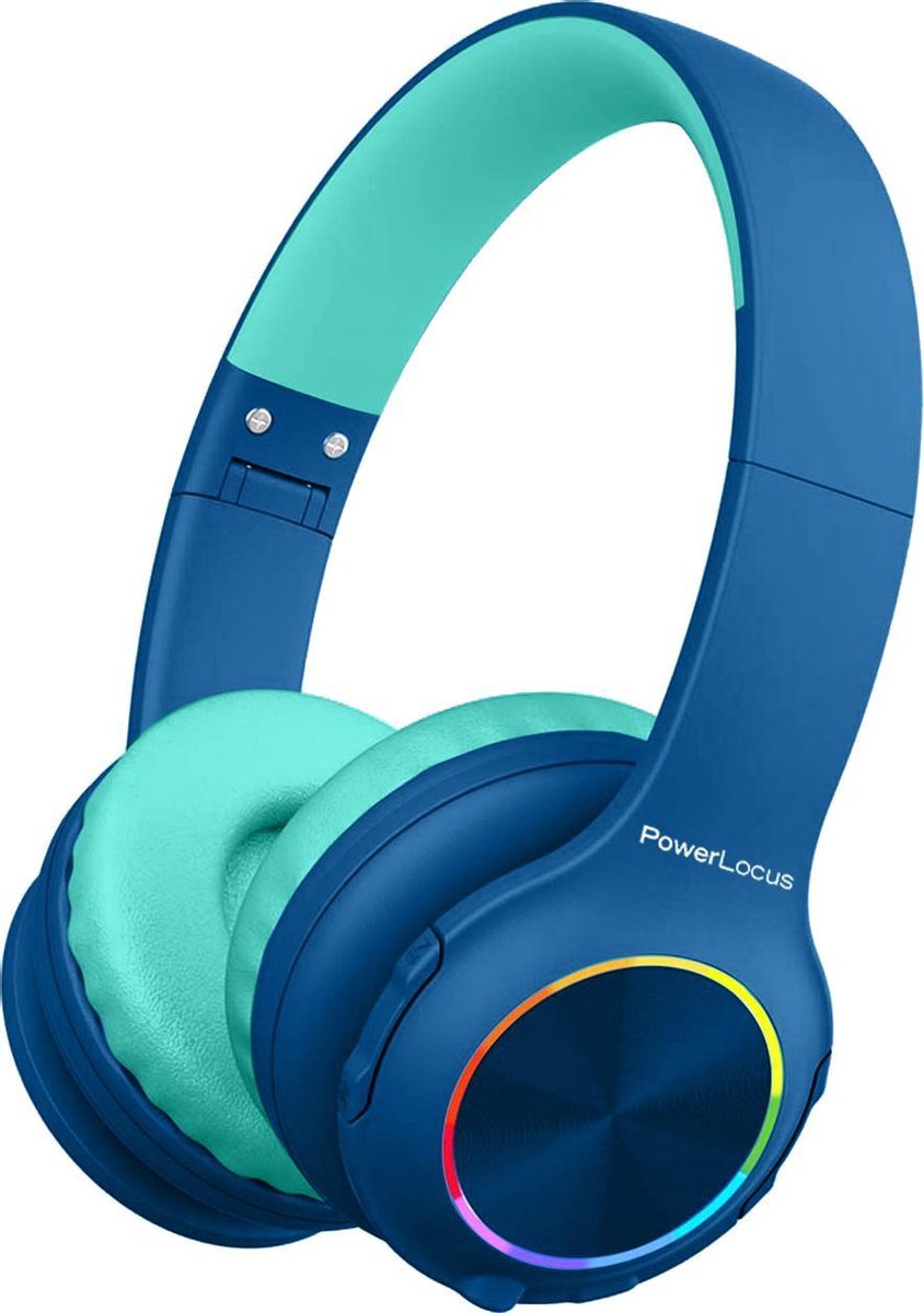 PowerLocus PLED Draadloze Koptelefoon Over-Ear voor Kinderen - LED lampjes - met Microfoon - Micro SD poort