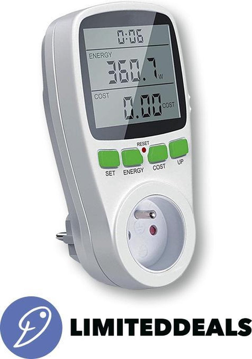 Digitale energie kWh verbruiksmeter - 3680W en 16A MAX - Met verlichting - Kosten besparend - Overbelastingalarm en vele andere functies - LimitedDeals