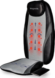 LifeGoods Shiatsu Stoel Massage Kussen - Elektrisch Nek en Rug Apparaat - met Warmte Functie – Zwart