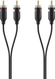 Belkin F3Y098bt2M Cinch Audio Aansluitkabel [2x Cinch-stekker - 2x Cinch-stekker] 2.00 m Zwart Vergulde steekcontacten