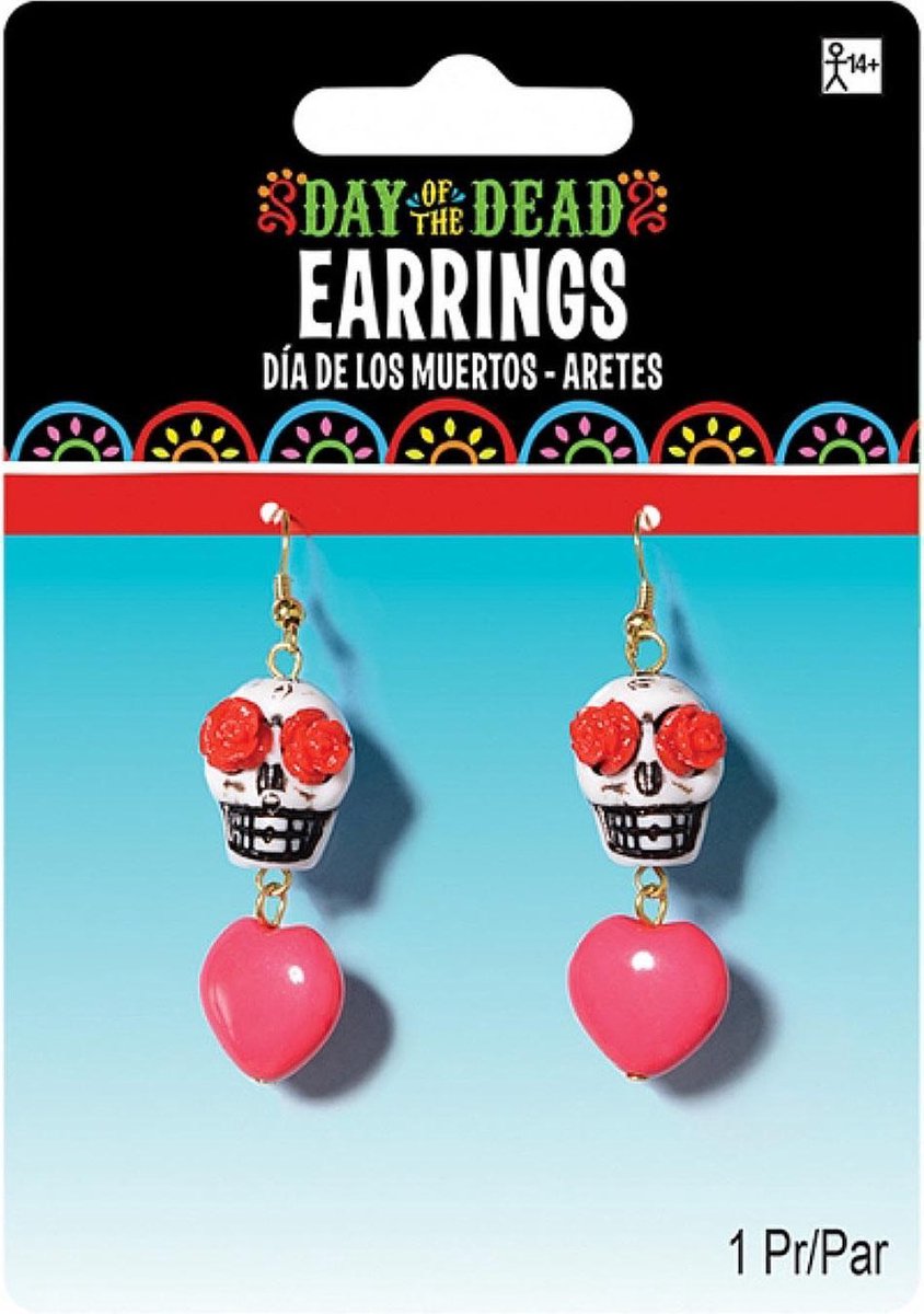 AMSCAN - Dia de los Muertos schedel oorbellen - Accessoires > Sieraden