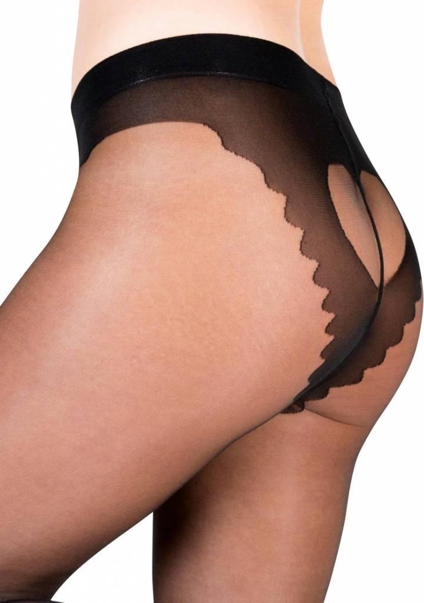 FIORE Corazon 20 zwarte panty met hartje - Zwart