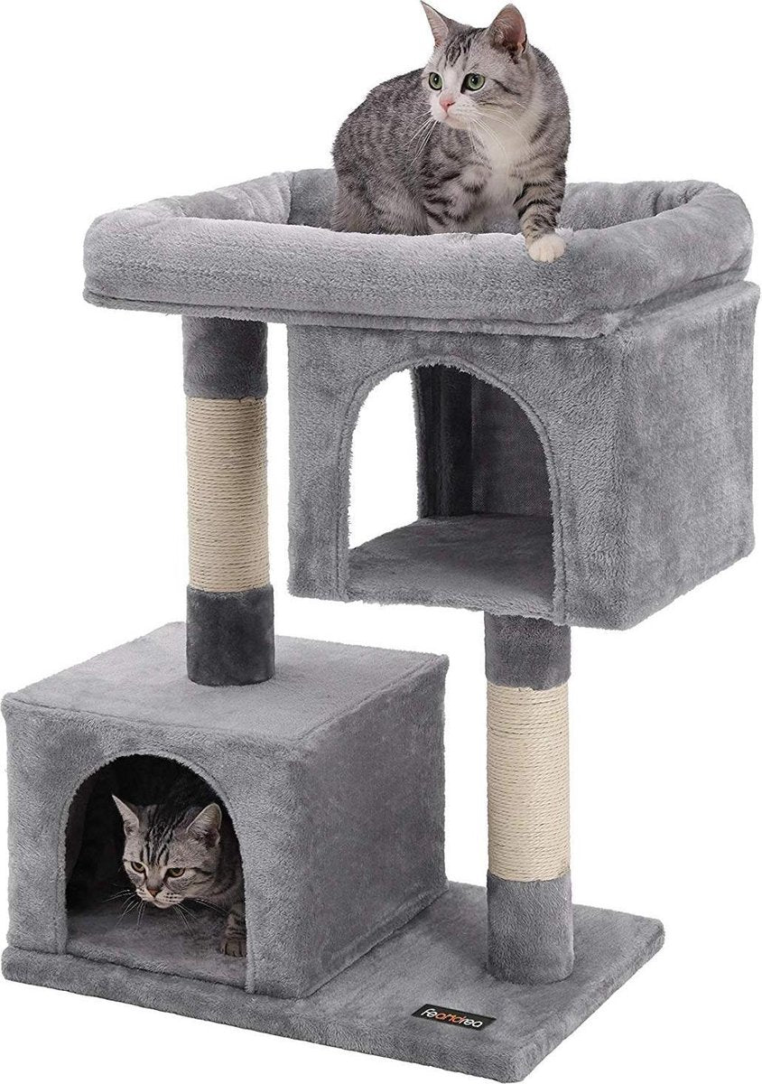 Nancy's Krabpaal Lichtgrijs - Speelhuis Voor Katten - Klimboom 84CM