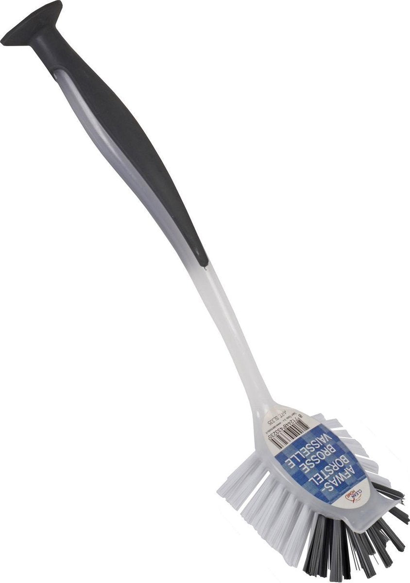 6x stuks afwasborstel met zuignap - 25 cm - zwart - afwassen - Huishoudelijke keukenaccessoires