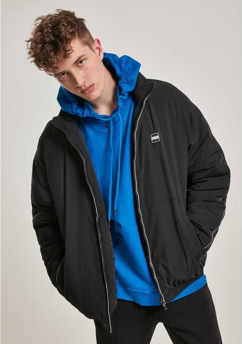 Urban Classics Jacket -L- Reflective Piping Zwart