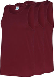 3-Pack Maat M - Sport singlets/hemden bordeaux rood voor heren - Hardloopshirts/sportshirts - Sporten/hardlopen/fitness/bodybuilding - Sportkleding top bordeaux voor mannen