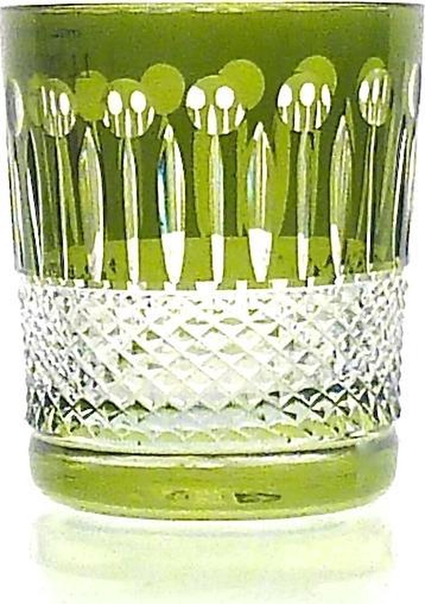 Kristallen whiskeyglazen  - Whiskyglas CHRISTINE - olive green - set van 2 glazen - gekleurd kristal