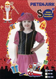 Pietenjurk met Pietenmuts - Kind – Meisjes - maat 98-104 – Roze / Zwart