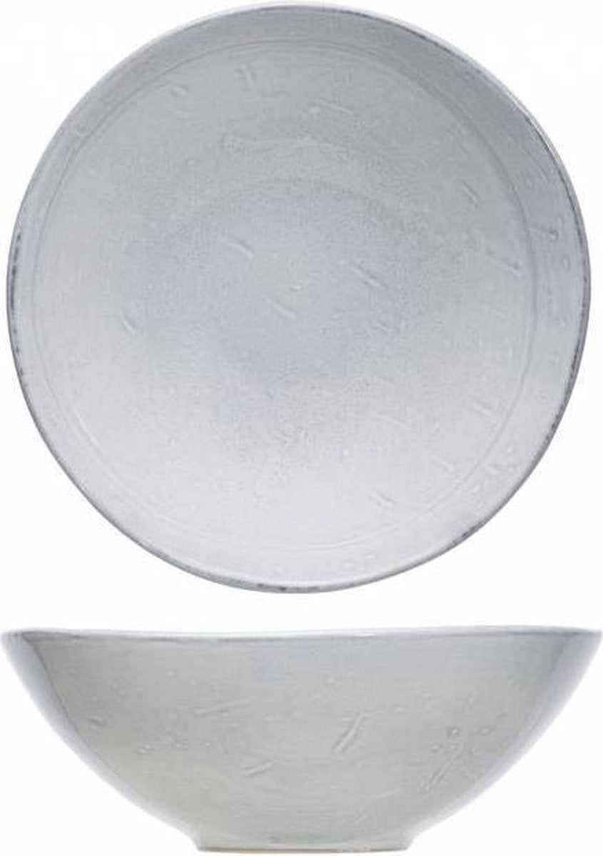 Cosy en Trendy Theodora Grey Schaal D17.5xh6.5cm - Aardewerk (set van 4) En Yourkitchen E-kookboek - Heerlijke Smulrecepten