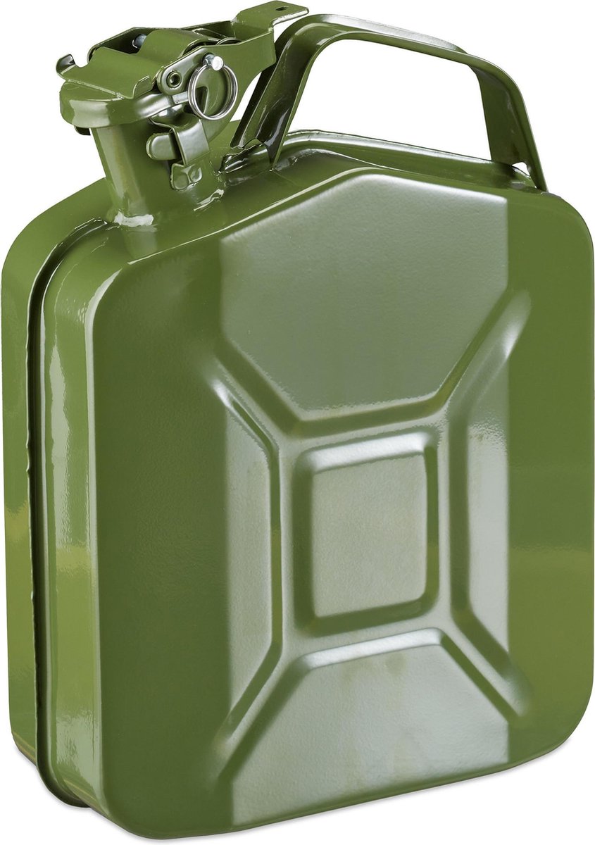 relaxdays benzine jerrycan - 5 liter - voor brandstof - metaal - benzine kan - groen