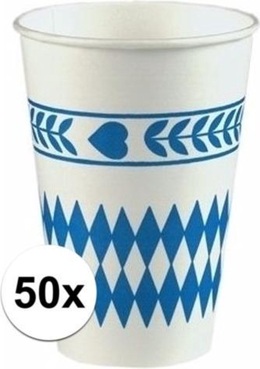 Oktoberfest - 50x Beieren thema papieren feest bekers 200 ml - Oktoberfest/Bierfeest tafeldecoratie versiering