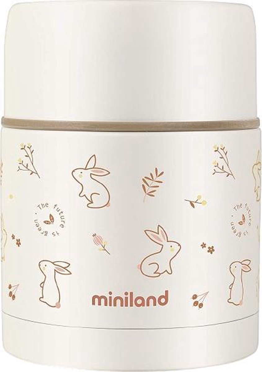 Miniland Thermosbeker Konijn 600 Ml Rvs Wit/oranje 3-delig