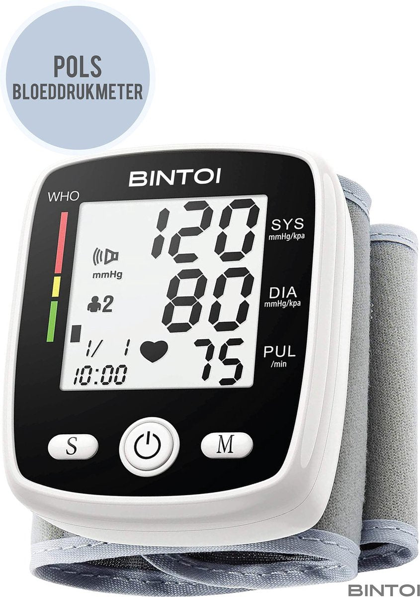 Bintoi® BXE100 - Bloeddrukmeter Pols - Hartslagmeter - USB Oplaadbaar - Incl. Opbergcase