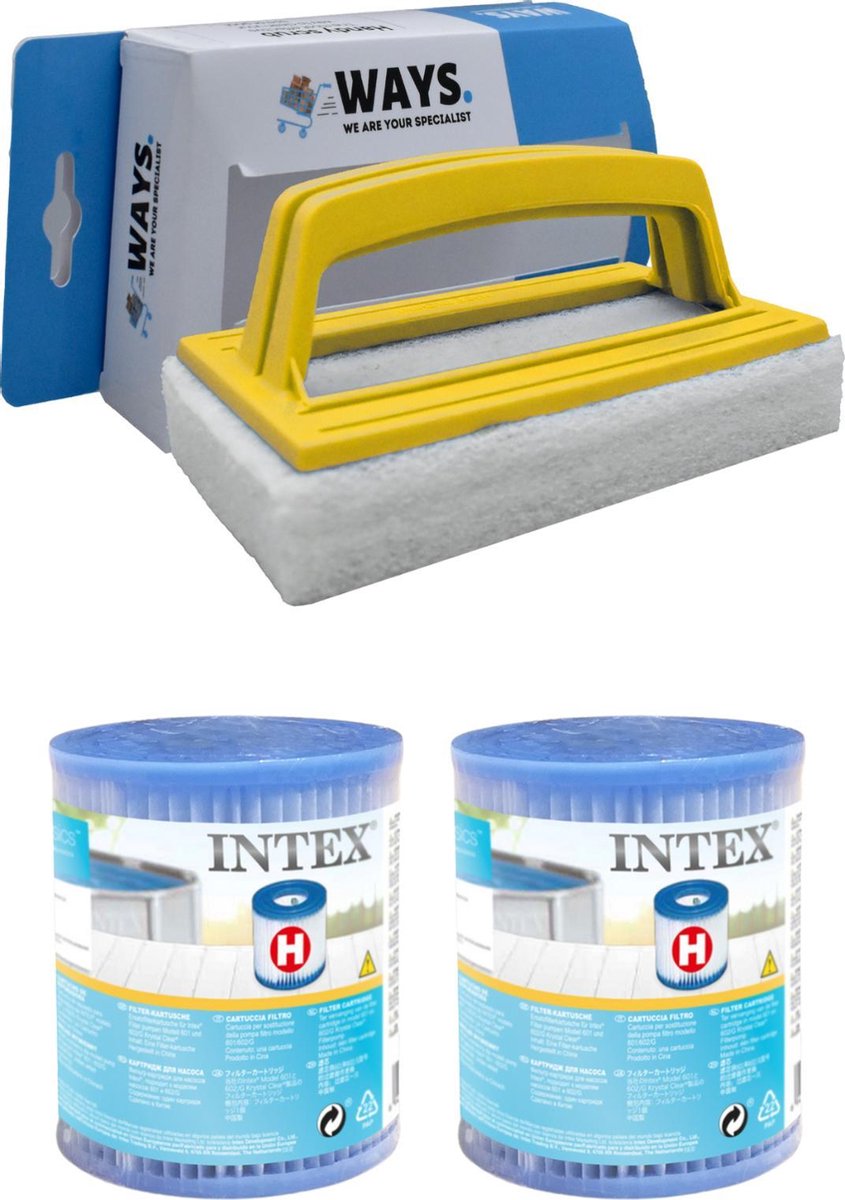 Intex - Voordeelverpakking - H filters geschikt voor filterpomp 28602GS - 2 stuks & WAYS scrubborstel