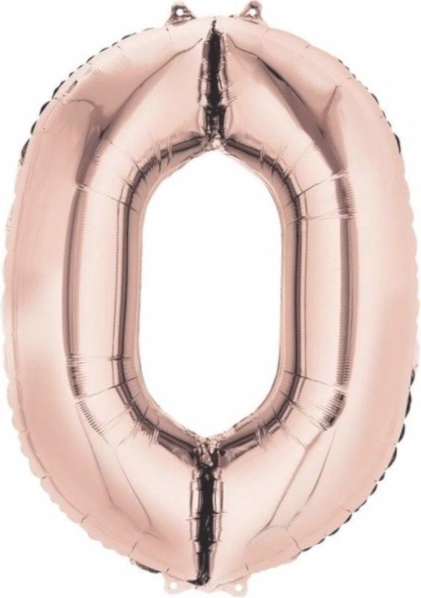 Ballon Cijfer 0 Jaar Rose Goud Verjaardag Versiering Rose Rose Gouden Helium Ballonnen Feest Versiering 86Cm Met Rietje