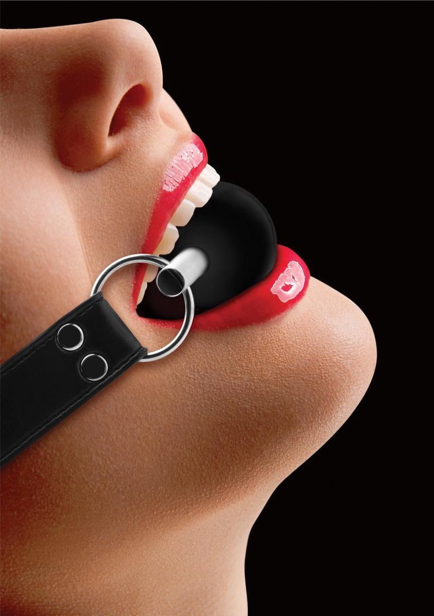 Ouch! Solid Ball Gag Rubberen Mond Knevel - Zwart