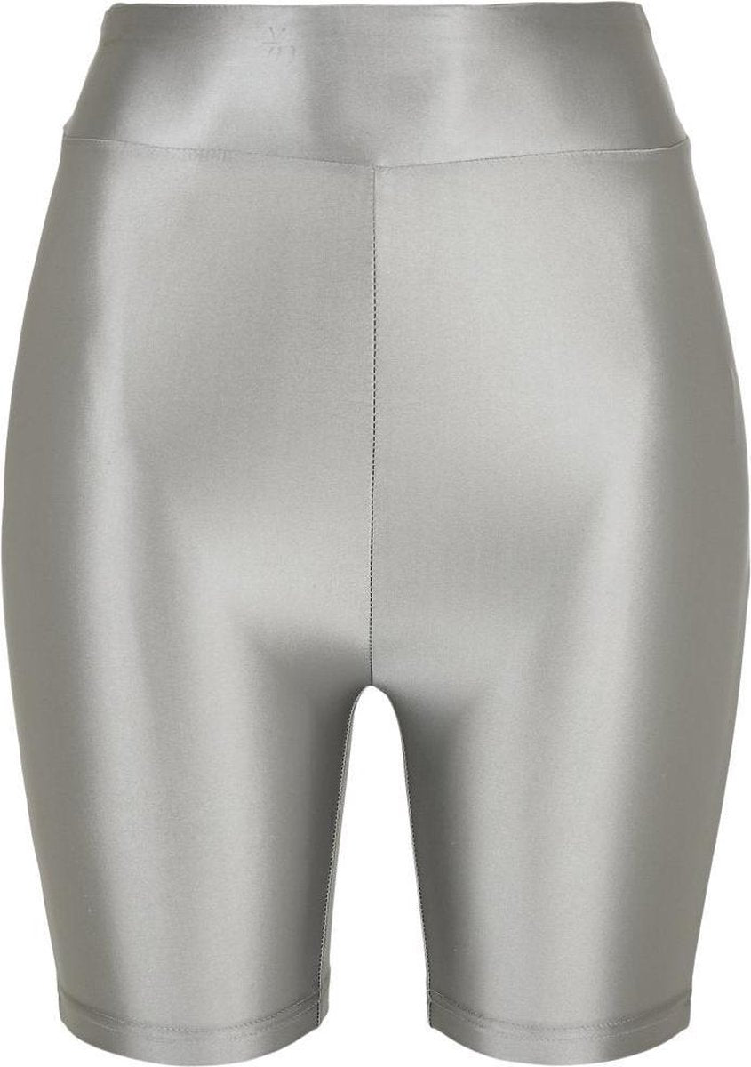 Urban Classics Korte cycle broek -XL- Highwaist Shiny Metallic Zilverkleurig
