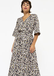 Lange jurk met luipaardprint - Veelkleurig