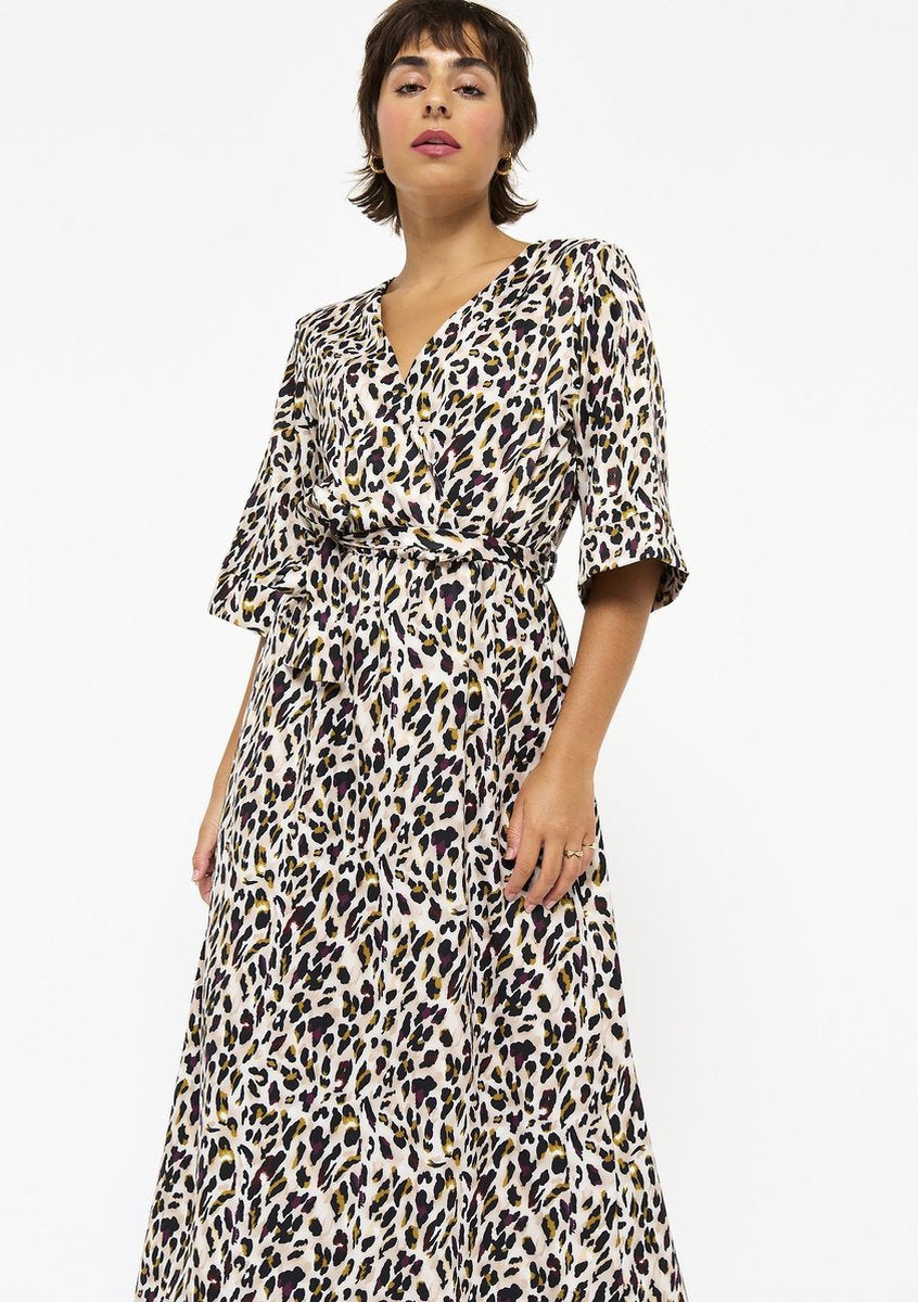 Lange jurk met luipaardprint - Veelkleurig