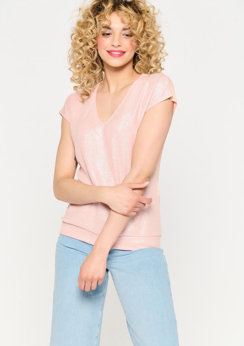 Glanzend t-shirt - Nude