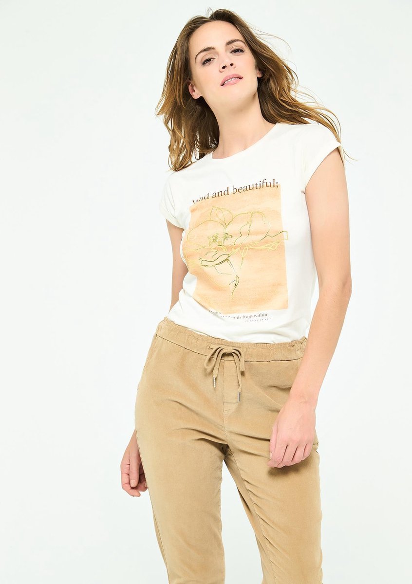 T-shirt met print - Beige