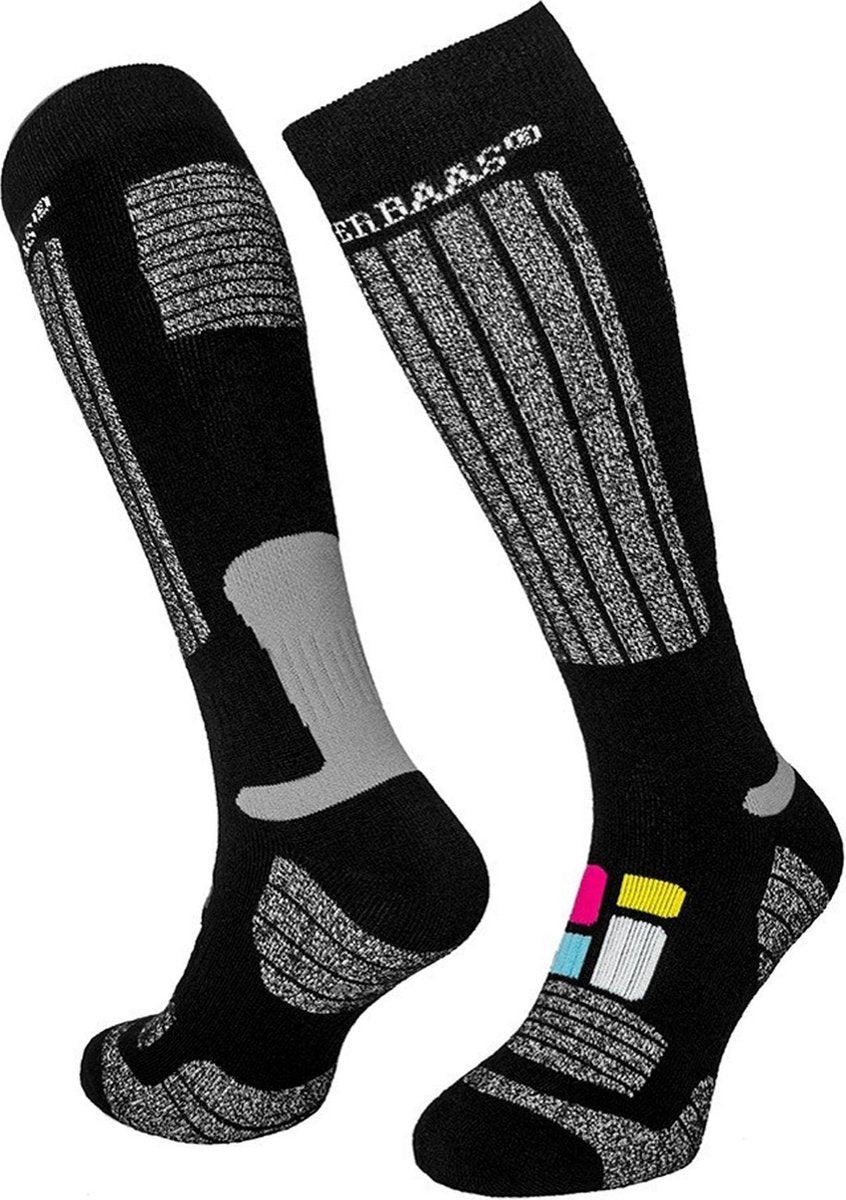 Poederbaas Wintersportsokken - Maat 43-46 - Unisex - zwart/grijs