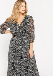 Maxi jurk met grafische print - Zwart