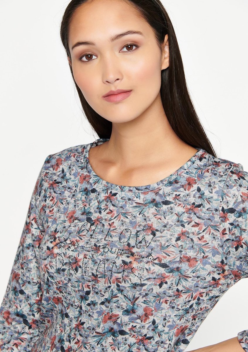 Sweatshirt with floral print - Blauw
