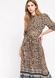 Hemdjurk met luipaard print - Bruin