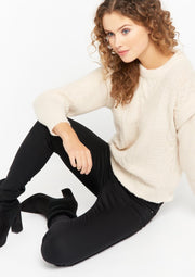 Trui met grof breipatroon - Beige