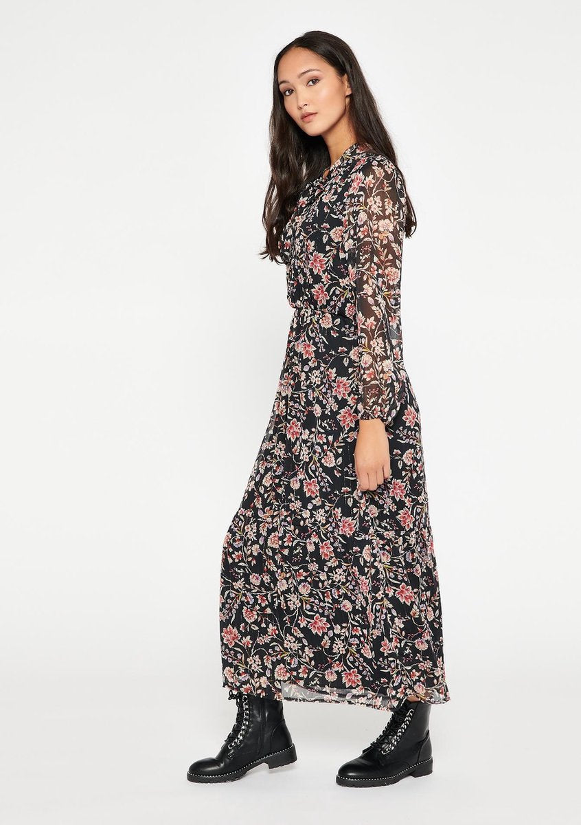 Maxi jurk met bloemenprint - Rood