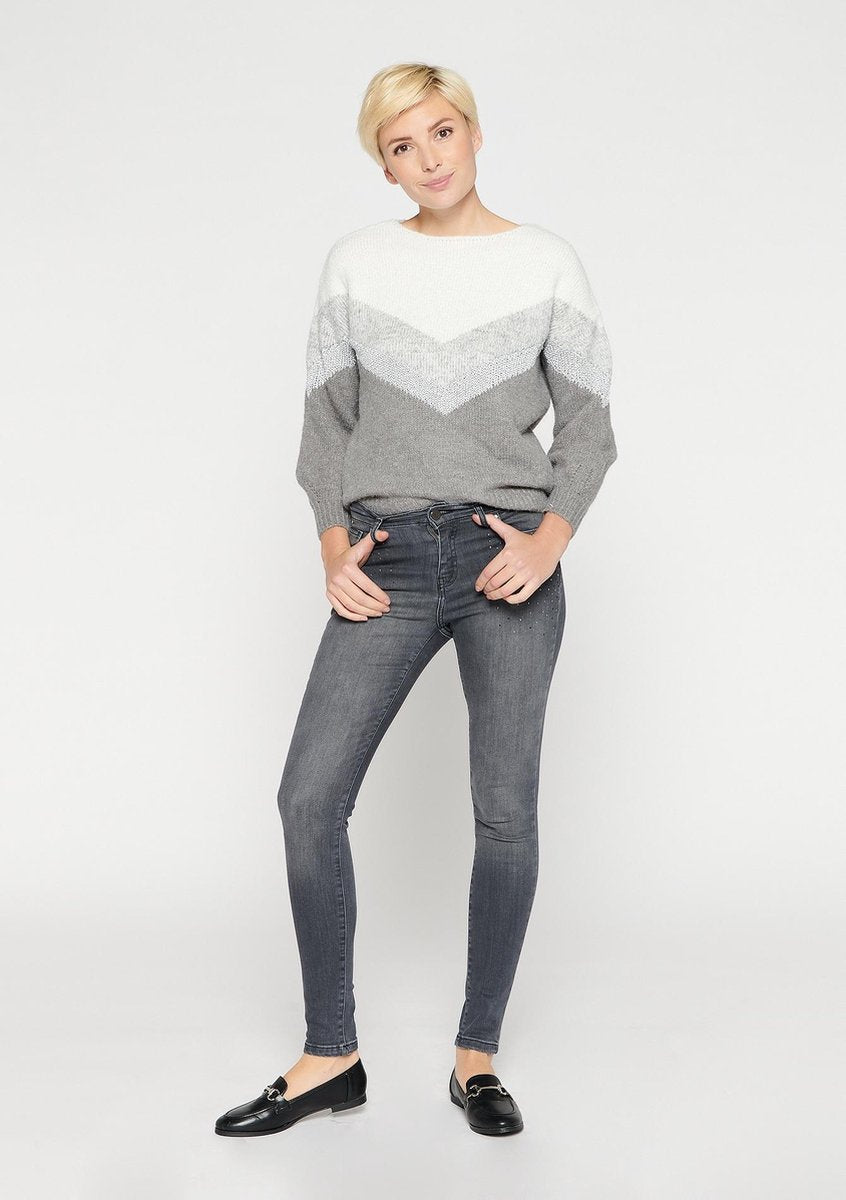 Skinny jeans met strass steentjes - Dnm - Med Grey
