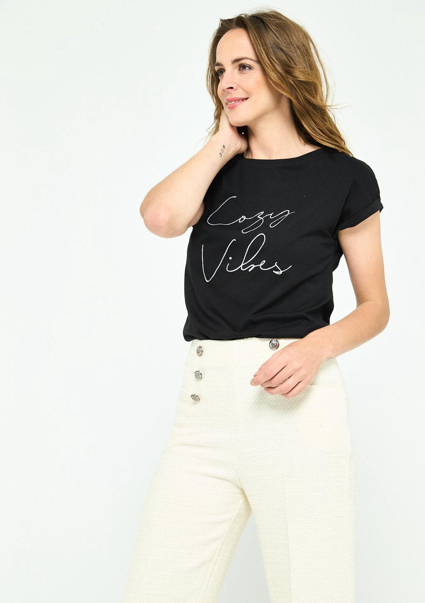 T-shirt met tekst - Zwart