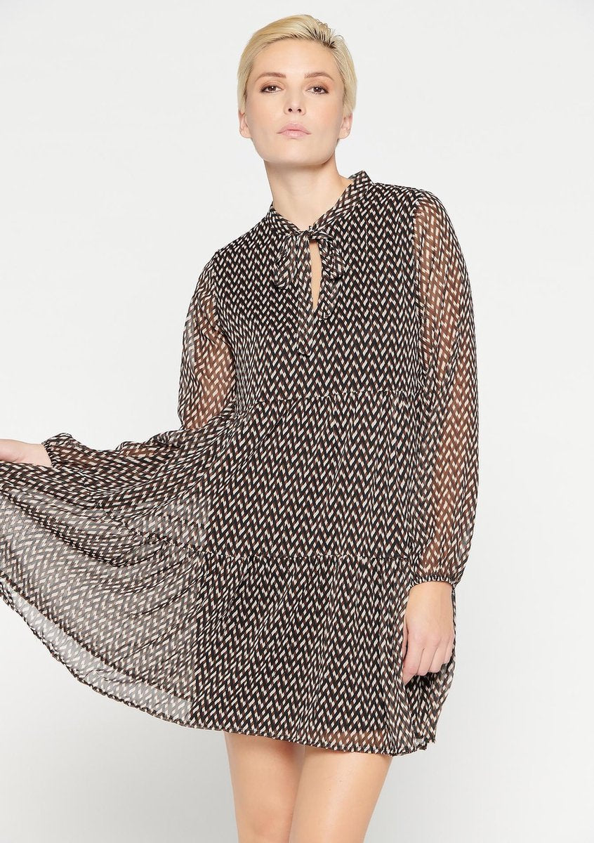 Mini jurk met grafische print - Bruin