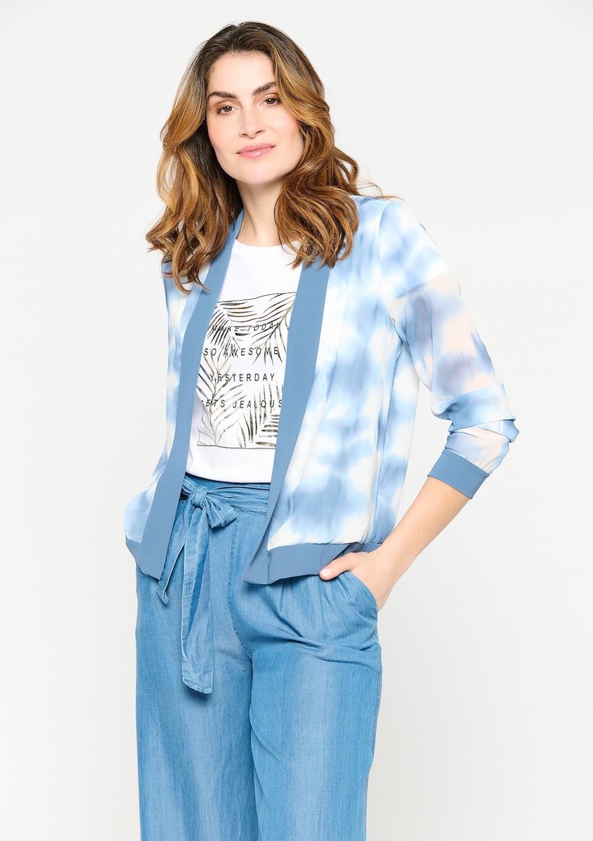 Open vest met kleurrijke print - Marine Blauw