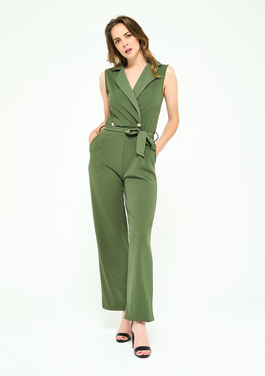 Klassieke broek met ceintuur - Khaki