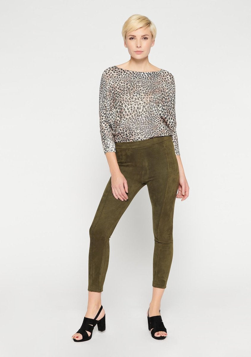 Legging van imitatie-suede - Khaki