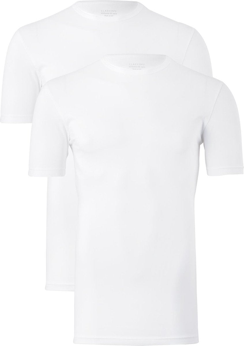 Claesen's Basics T-shirts (2-pack) - heren T-shirts O-hals - wit -  Maat: L