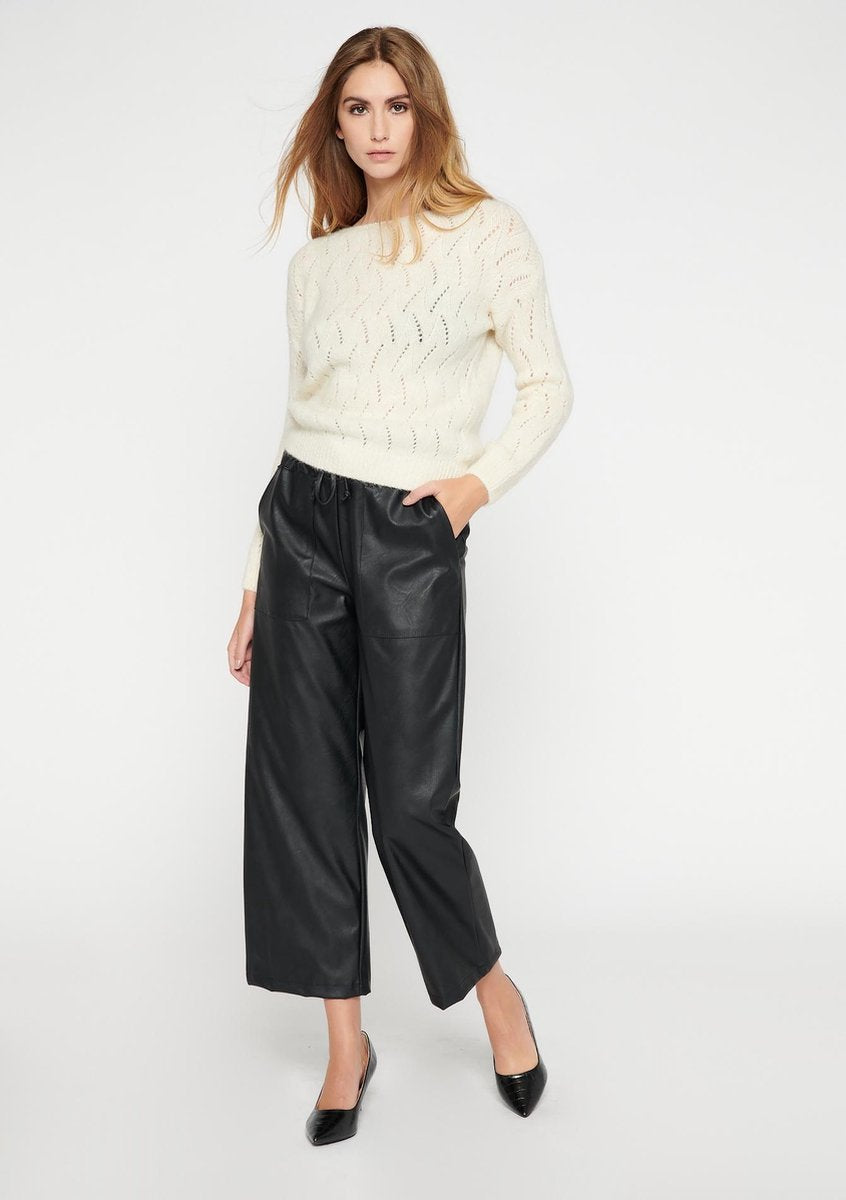 Trui met lurex en gaatjes - Wit