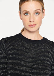 Trui met zebra print en lurex - Zwart