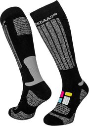 Poederbaas Wintersportsokken - Maat 39-42 - Unisex - zwart/grijs