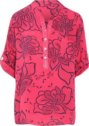 Cassis - Blouse in viscose met bloemenprint - Fushia