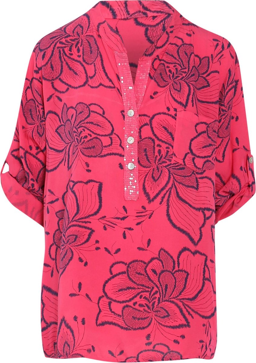 Cassis - Blouse in viscose met bloemenprint - Fushia