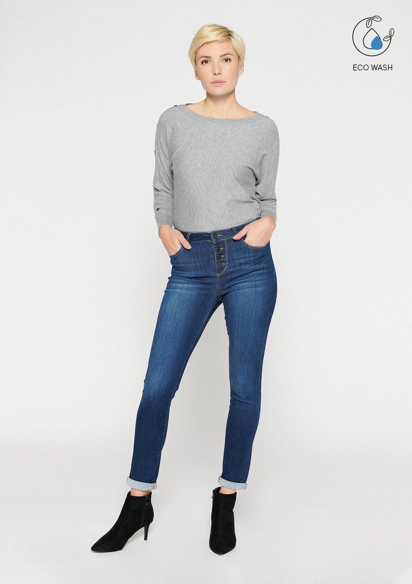 Slim jeans met hoge taille - Donker Blauw