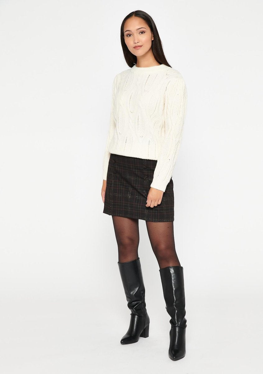 Sweater with knit pattern - Ecru